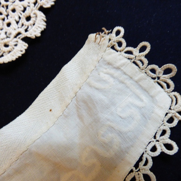 VTG antique Victorian hand made tatted trims Lace Edgings Patches 4 pc lot - Picture 5 of 8